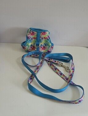Whisker City Tie-Dye Blue Trim Cat Harness & Leash Set